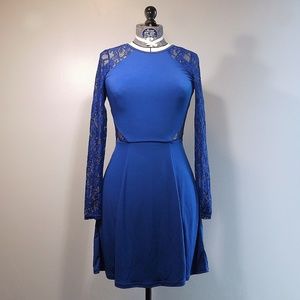 H&M royal blue long sleeve dress with lace back